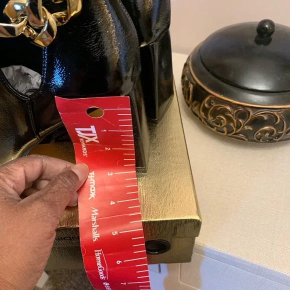 Ninety Union Black Heeled Boots with Gold Chain - Picture 4 of 4